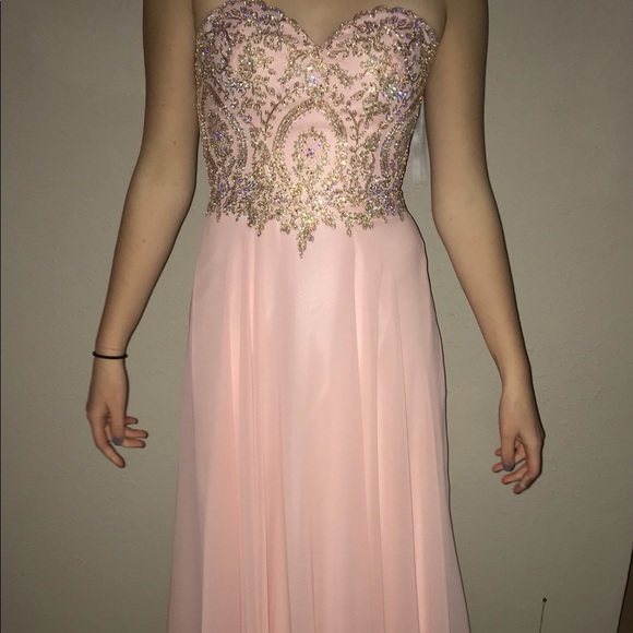 clarisse gold prom dress